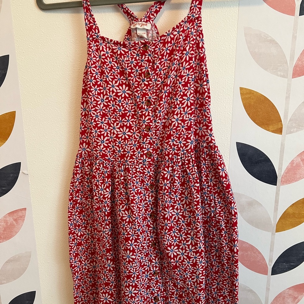 Red & White July 4th Floral dress set of 2
